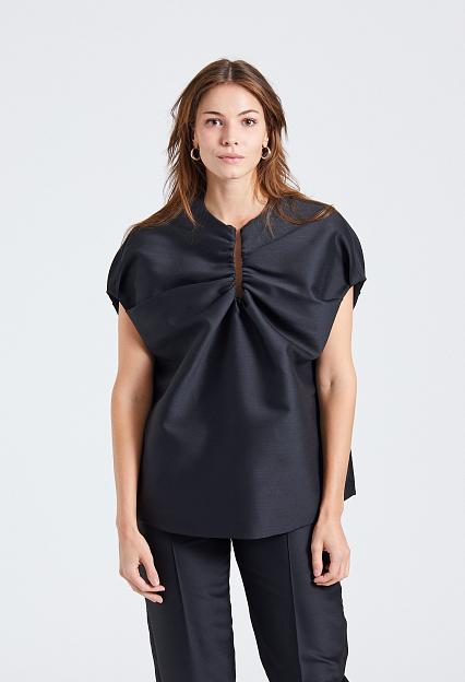 Toteme Gathered Keyhole Evening Top Black